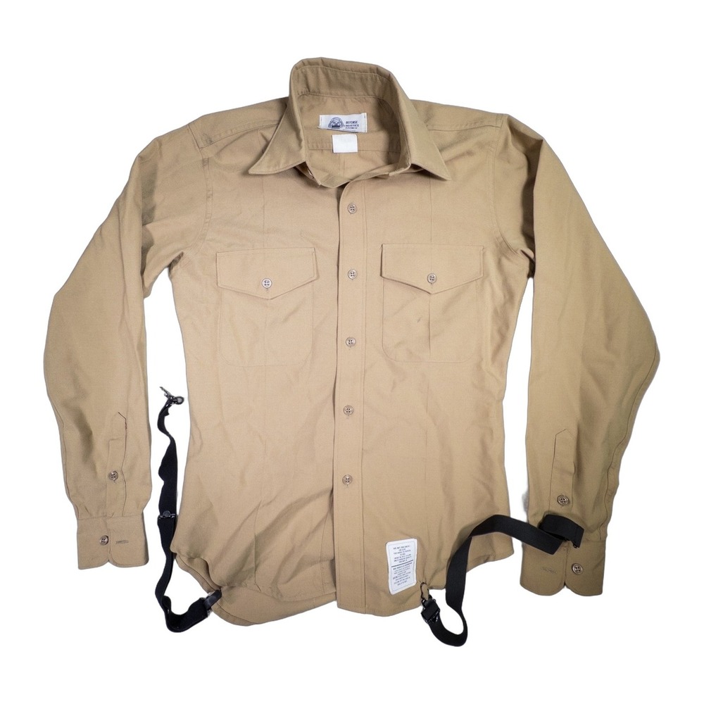 Defense Logistics Agency Mens Khaki Shade M-1 Long Sleeve Dress Shirt 15 x 36